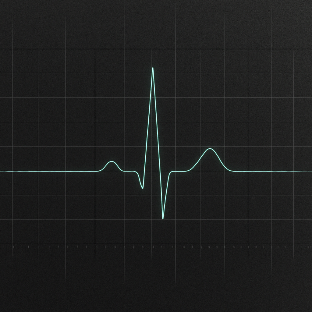 An electrocardiogram waveform, representing the cardiac signals students model in the Byte 2 Beat research competition.
